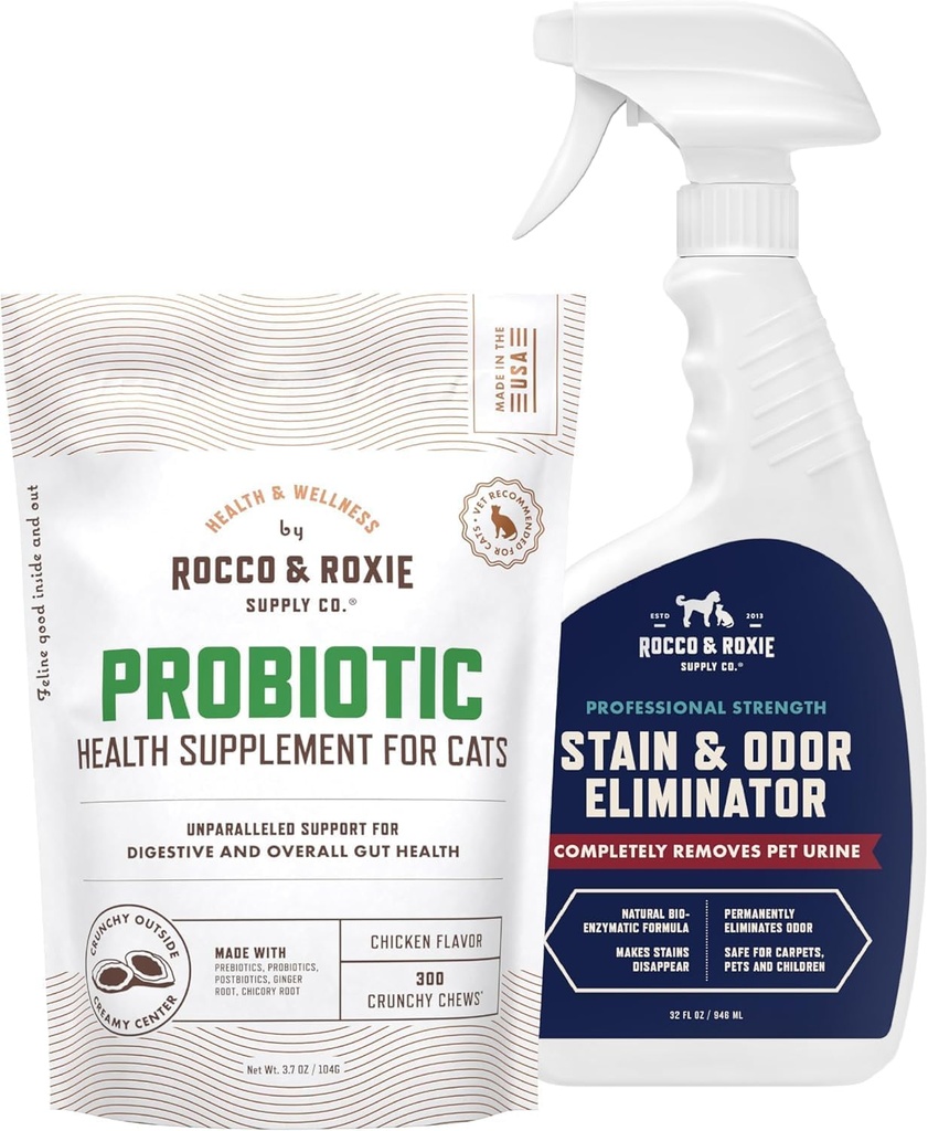 Rocco & Roxie Cat Probiootilised toidulisandid & plekk & lõhn Eliminator Bundle
