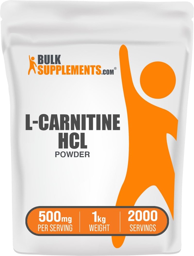BulkSupplements.com L-karnitiin HCl pulber - karnitiinilisand, karnitiinipulber, L-karnitiin 500mg - maitsestamata & gluteenivaba, 500mg serveerimise kohta, 1 kg (2,2 naela) (pakk 1)