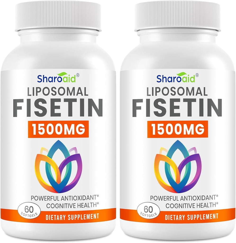 1500mg Fisetin Supplements - Võimas imendumine Liposomal Delivery, 98% puhas Fisetin, Polüfenool Antioksüdant tervisliku vananemise, mitte-GMO - 2 pudelit, 120 Softgels täiskasvanutele