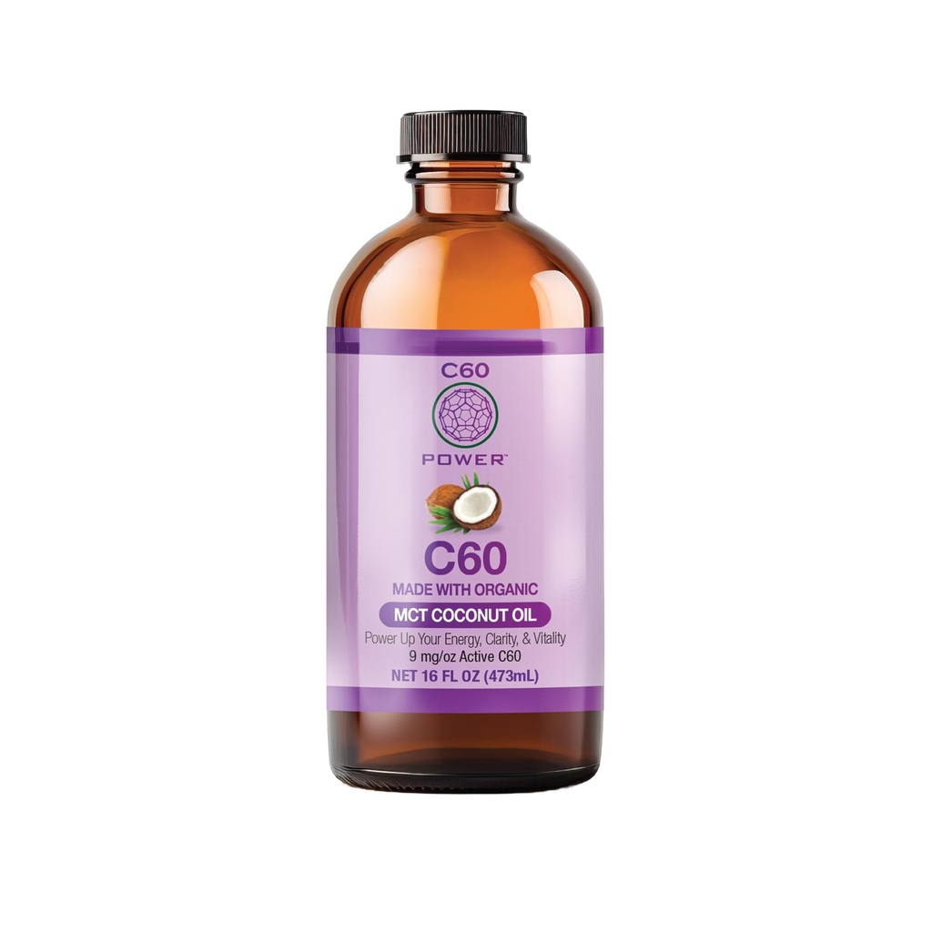 C60 Purple Power Organic MCT kookosõli, orgaaniline külmpressitud kookosõli, 99,99% puhas C60 süsinik Fullereenid (16 oz)