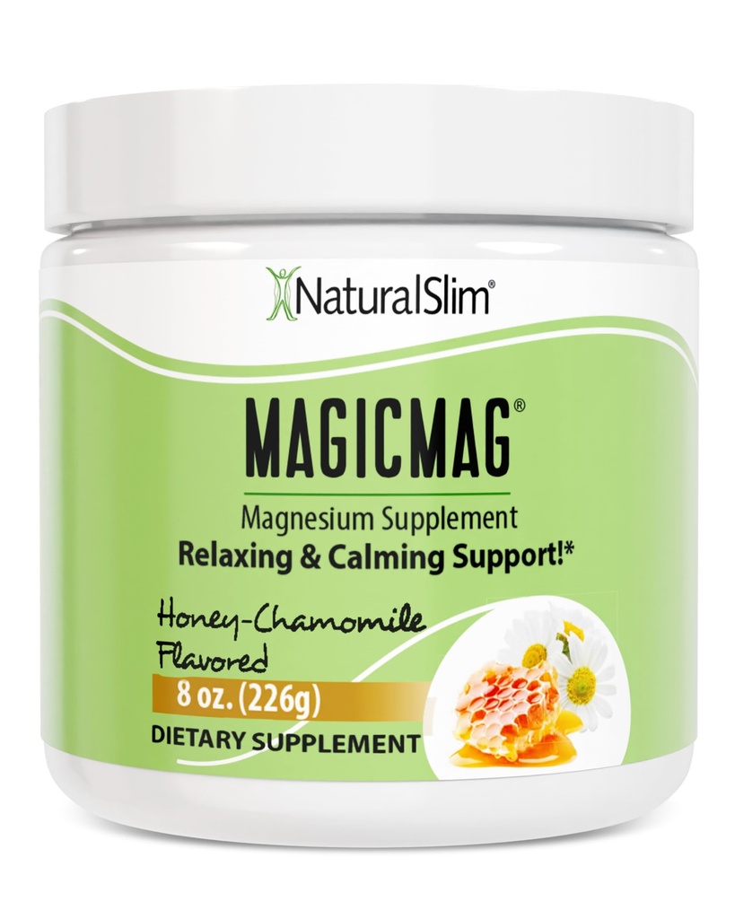 NaturalSlim Magicmag Puhas magneesiumtsitraat Pulber Stress, kõhukinnisus, lihased, südame tervis ja unetugi | Honey Chamomile Magneesium Supplement - 8oz Drink Mix (Solo)