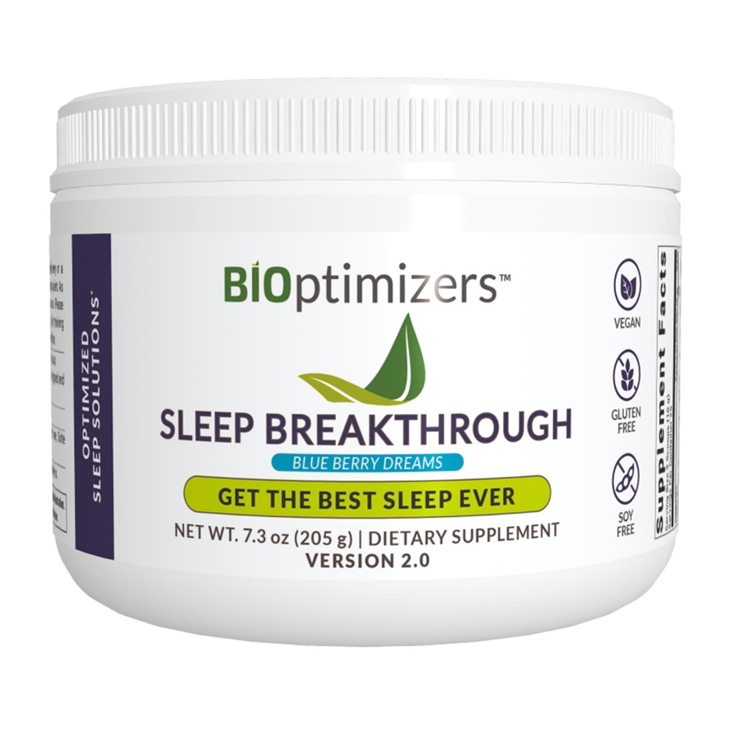 BIOptimizers Sleep Breakthrough 2.0 – Natural Support Supplement | Calming Relief Aid Adults | Non Habit Forming | 202,5 g Powder Blue Berry Dreams