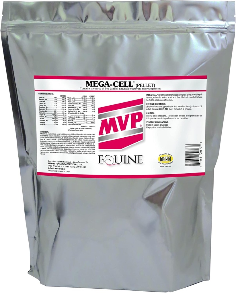Mega-Cell (10lb) Tasakaalustatud Vitamiinide Ja Mineraalide Toetus Hobustele