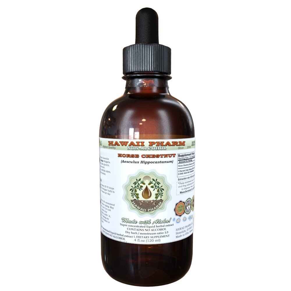 Hobune Kastan Alkoholivaba Vedelik Ekstrakt, Orgaaniline Hobusekastan (Aesculus hippocastanum) Kuivatatud Pähkel Glycerite Hawaii Pharm Looduslik Taimne Täiendus 4 oz