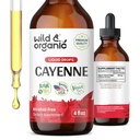 Wild & Organic Cayenne Pepper Tinktuura - seedetrakti toetust kapsaitsiini ekstrakt - Cayenne Pepper Vedelik tilgad üldise heaolu - Vegan, suhkur ja alkoholivaba - 4 fl oz