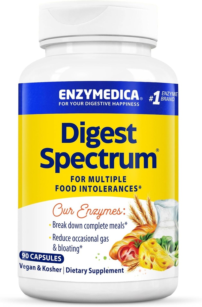 Enzymedica Digest Spectrum, Advanced Digestive Enzymes for Women and Men, Toetab seedimist ja mitmeid toidutalumatusi, Kiiretoimeline valem gaasi ja puhituse leevendamiseks, 90 kapslit FFP