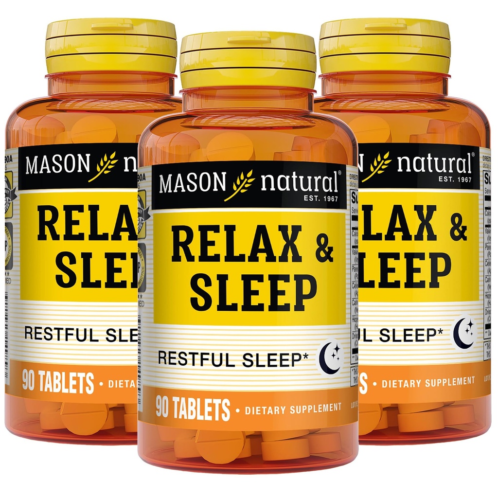 MASON NATURAL Lõdvestu ja uni Dieet Taimne täiendus Valerian Juur & Passiflora ekstrakt, 9 kuu pakkumine, 3 Pack