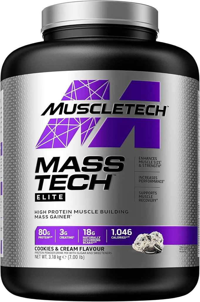 Mass Gainer Valgupulber LihasTech Mass-Tech Mass Gainer Vadakuvalgupulber + Lihaste Ehitaja Valgupulber Kreatiin Toidulisandid Küpsised ja Kreem, 7 naela (Pakett Võib erineda)
