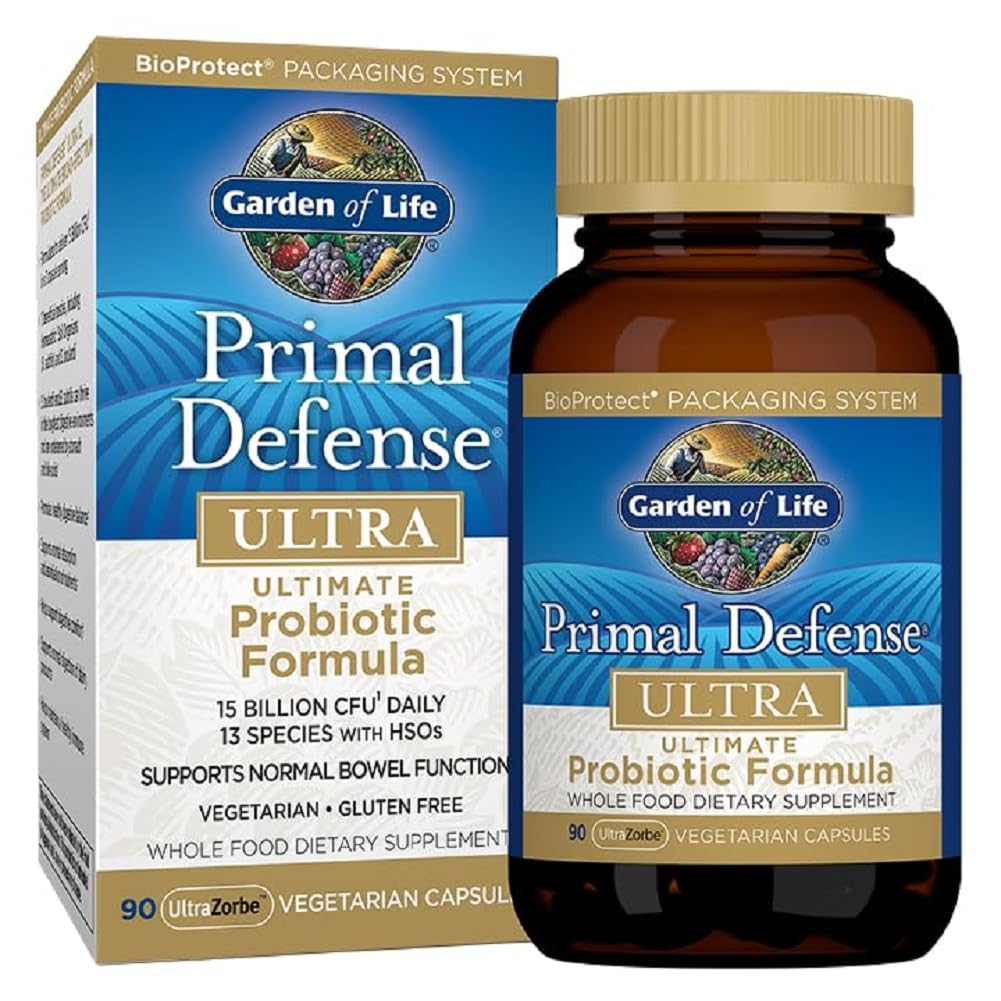Aia probiootikumid seedetrakti tervise tasakaalu, Primal Defense Ultra Ultimate valem, 15 miljardit CFU ja 13 tüve Plus HSO-d, taimetoitlased ja gluteenivabad, 90 kapslit