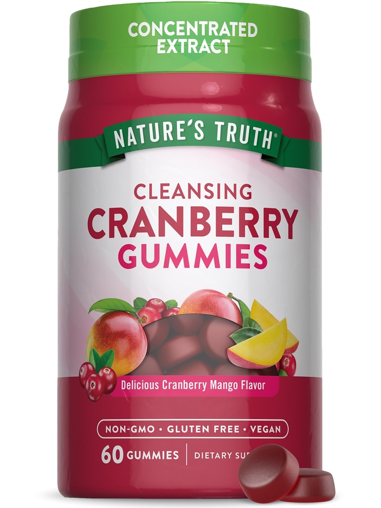 Nature's Truth Cranberry Gummies | 60 Count | Vegan, Non-GMO & Gluten Free Supplement | Cranberry Mango Maitse