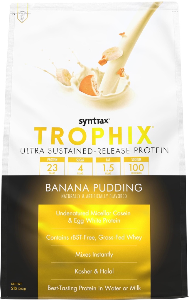 Syntrax Nutrition Trophix, Ultra Sustained-Release Valgupulber Blend, Banana Pudding 2 lbs.