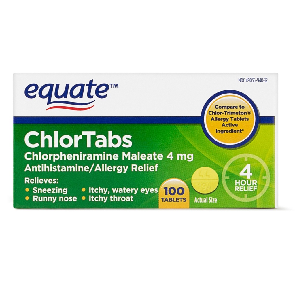 Ekvaatne: Chlortabs Tabletten Antihistamin (100 ct)