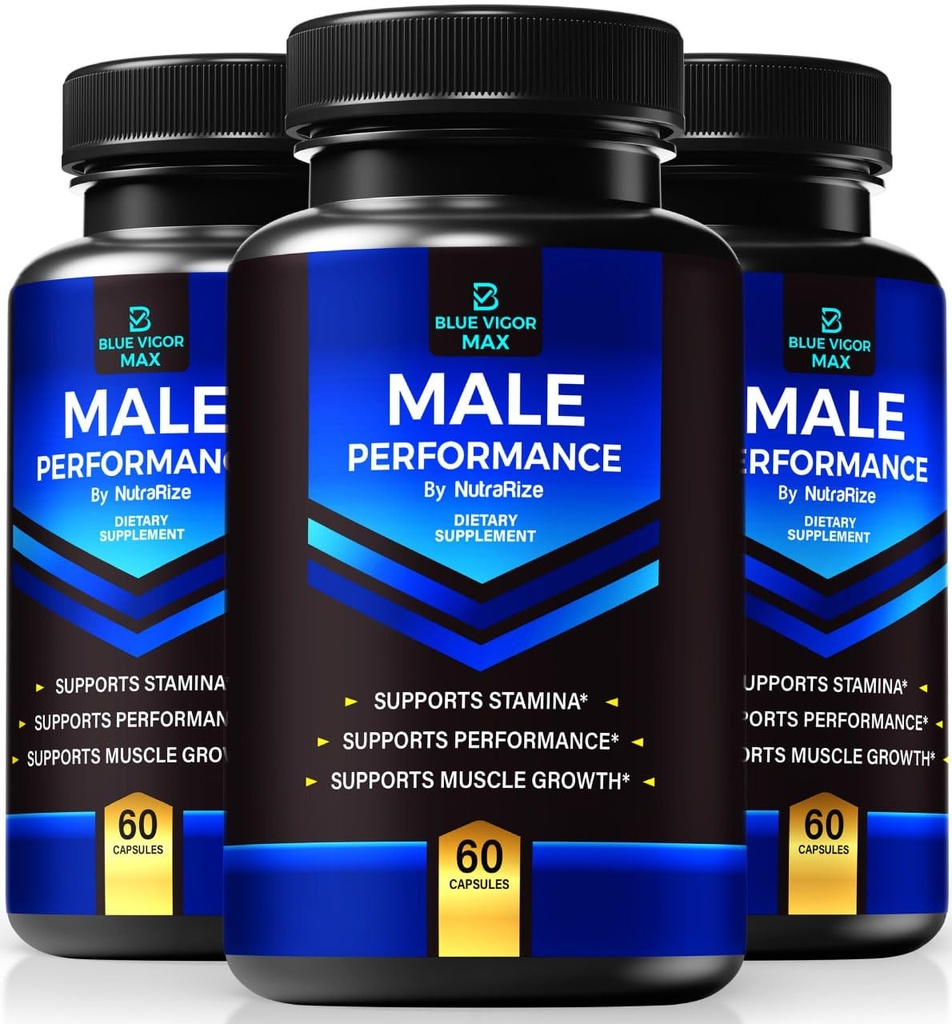 (3 Pack) Sinine Vigor Max pillid meestele, loomulik valem meeste sobivuse ja vastupidavuse jaoks, Premium kapslid igapäevaseks toitumiseks, jõudluseks ja energiaks, ametlik täiendus meeste ülevaadetele (180 kapslit)