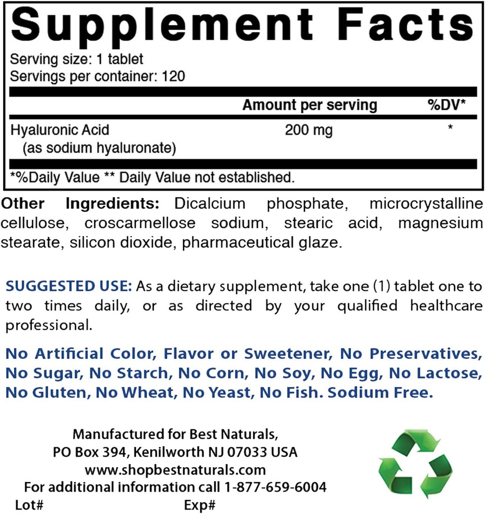 Parim looduslik hüaluroonhape 200 mg ja COQ10 100 mg