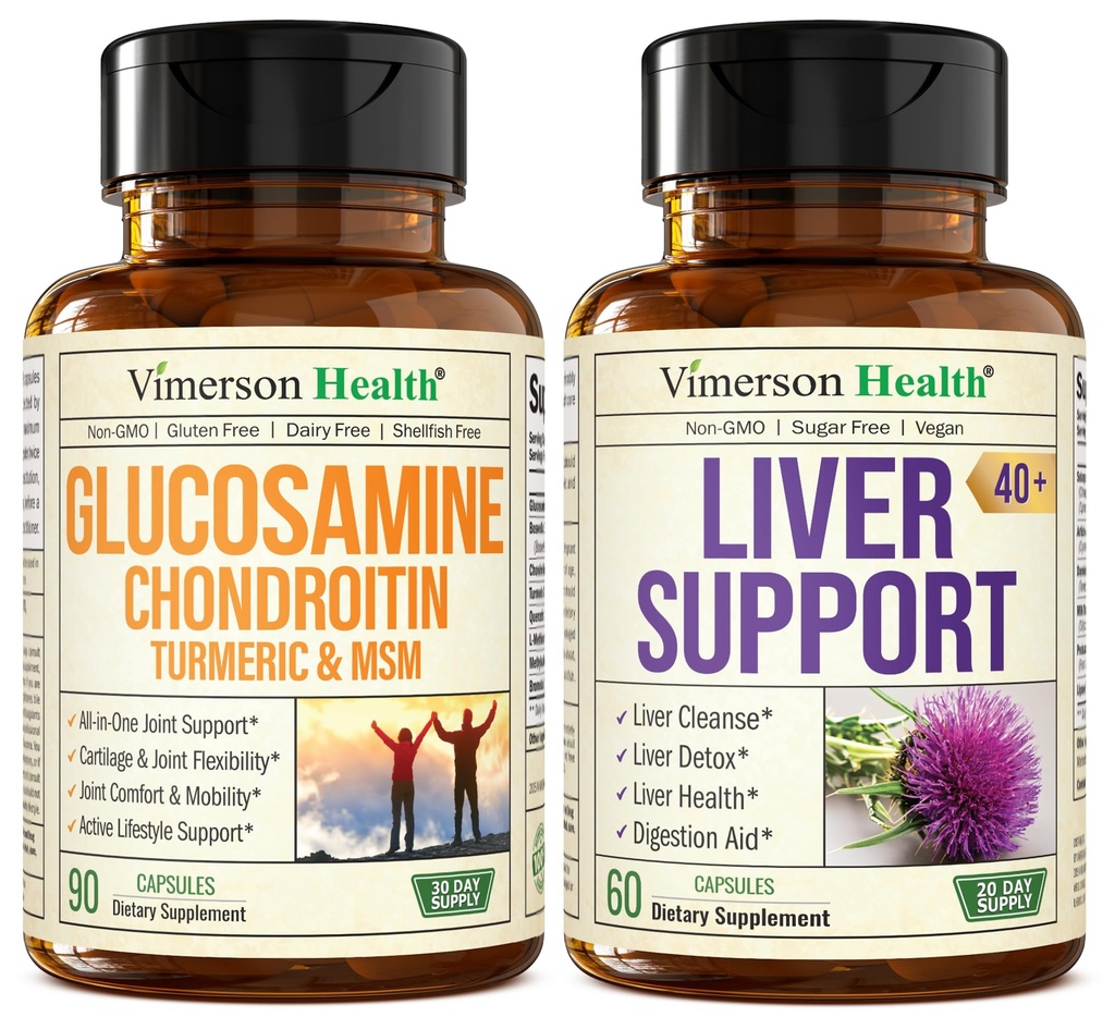 Glükoosamiin Kondroitiin MSM koos kurkum Boswellia & Maks Puhastada Detox & Remont 40 + Maksalisa 50% Silymarin Piimaohaka ekstrakti liigese ja maksa toetuseks