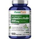 NusaPure Luteolin Complex koos Rutin 200 mg | 100 kapsliga | Taimetoitlane, mitte-GMO & Vegan Flavonoid valem