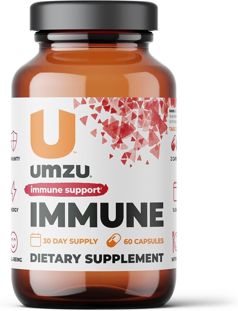 UMZU immuunsuse täiendus | Looduslik energia ja immuunsussüsteemi tugi C-vitamiini, D-vitamiini, leedrimarja, tsingi, magneesiumi ja korditsepsiga (30 kapslit)