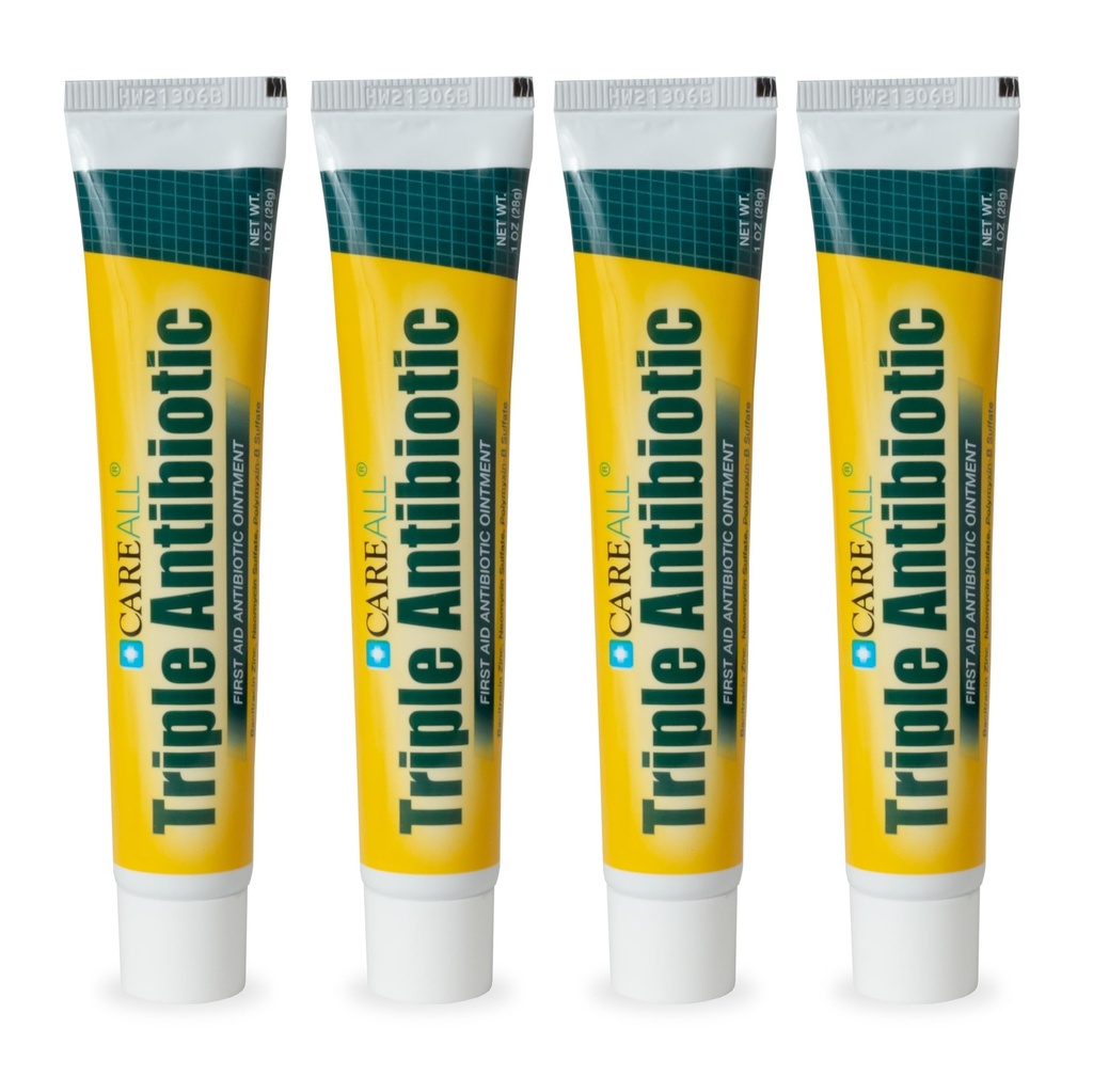 CareAll Triple Antibiootikum salv 1.0 oz (4 Pack), esmaabi salv väiksematele pragudele, lõikudele ja põletustele, et aidata vältida nakatumist, võrreldes juhtiva kaubamärgi aktiivsete koostisosadega