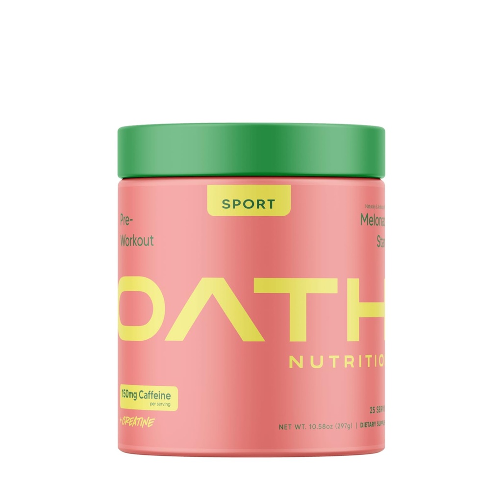 Oath Nutrition Sport Suhkruvaba Pre-Workout Pulber, Melonade Stand, Sisaldab Kreatiinmonohüdraati, Kofeiini ja Beeta-Alaniini, Pre Treeningu Pulber Naistele ja Meestele, 25 Servingut