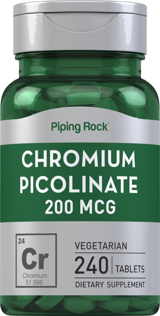 Piping Rock Chromium Picolinate 200mcg | 240 tabletid | Taimetoitlane, mitte-GMO, Gluteenivaba toidulisand