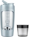 Elektriline kaasaskantav valgu loksuti pudel sileda segu jaoks | w / vaba valgupulber CUP | Tritanist valmistatud Premium pudel – BPA vaba | 650 ml | laetav | GYM & Sport Entusiastile. (Baby Blue)