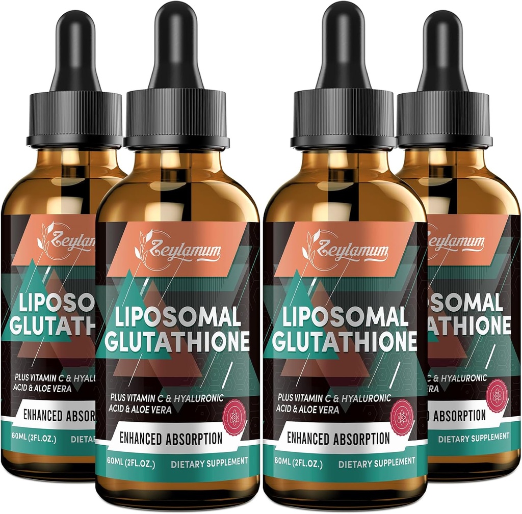 2000MG Liposomal Glutatioon Vedelad tilgad , Ultra kõrge imendumine , looduslik detoksifikatsioon , Immuunsüsteem ja naha supprot * , L- glutatioon , C- vitamiin ja hüaluroonhape , kapslid Alternatiivsed , 8.08 OZ