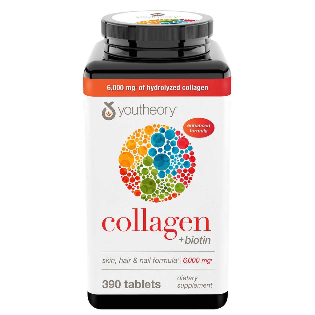 Youtheory Collagen Plus Biotin, 390 tabletti (4 pakendit)