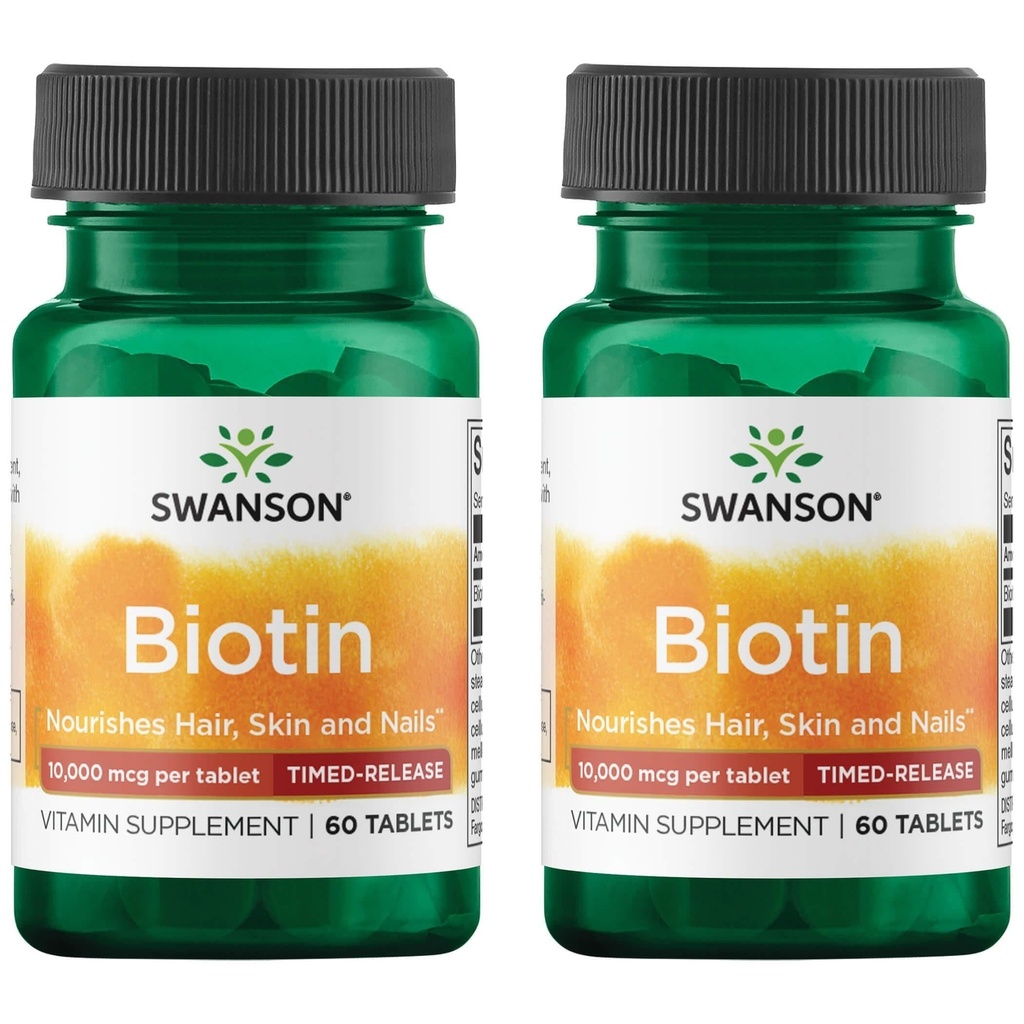 Swansoni biotiin - ajastatud vabanemine 10 000 mcg 60 Tabs (2 Pack)