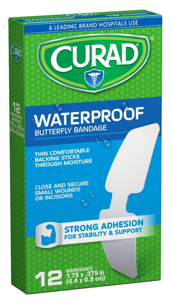 Curad veekindel Butterfly Adhesive Bandages, 1.75" x .375, 12 Count