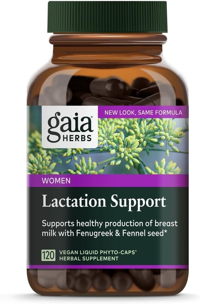 Gaia maitsetaimede laktatsioonitoetus - toetab rinnapiima tervislikku tootmist imetavatel emadel * - lambaläätse seemnete, apteegitilli seemnete ja vaarika lehtedega - 120 Vegan Vegani vedelat fütokapslit (40-päevane pakkumine)