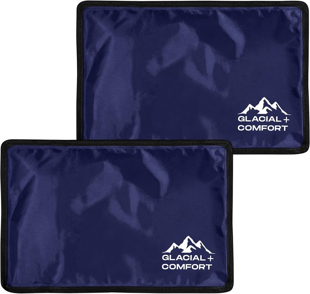 Glacial Comfort Gel Ice Pack seljavalu - (12" x 8") Korduvkasutatavad külmapadjad puusa-, põlve-, õlavigastuste, lihaste tüvede, migreeni ja sünnitusjärgse taastumise jaoks Flex tehnoloogiaga - pärast operatsiooni.