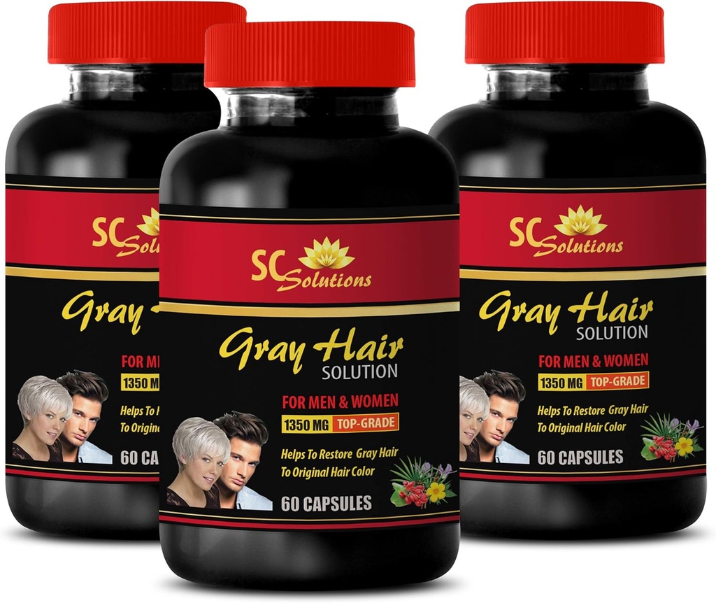 Energia pillid - Anti-Gray juuste lahendus - meestele ja naistele - foolhape, biotiin, pantoteenhape, katalse, horsetail, Saw Palmetto, PABA, L-türosiin, nõges, klorofüll, Fo Ti, oder 3B 180 kapslit