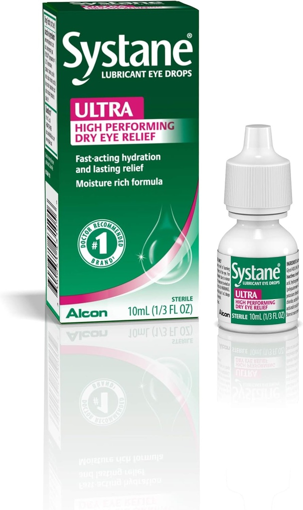 Systane Ultra määrdeaine silmatilgad, kunstlikud pisarad kuiva silma jaoks, ühekordne pakend, 10 ml