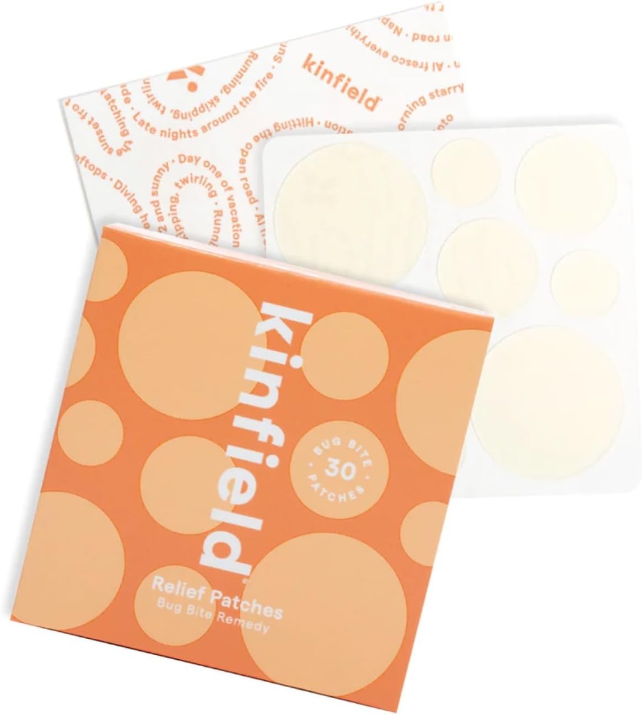 Kinfield Bug Bite Relief Patches - Hydrocolloid Skin Soothers Against Itch and Irritation - Julmus ja Paraben Free - Vegan After Bite Treatment - 30 x Patches