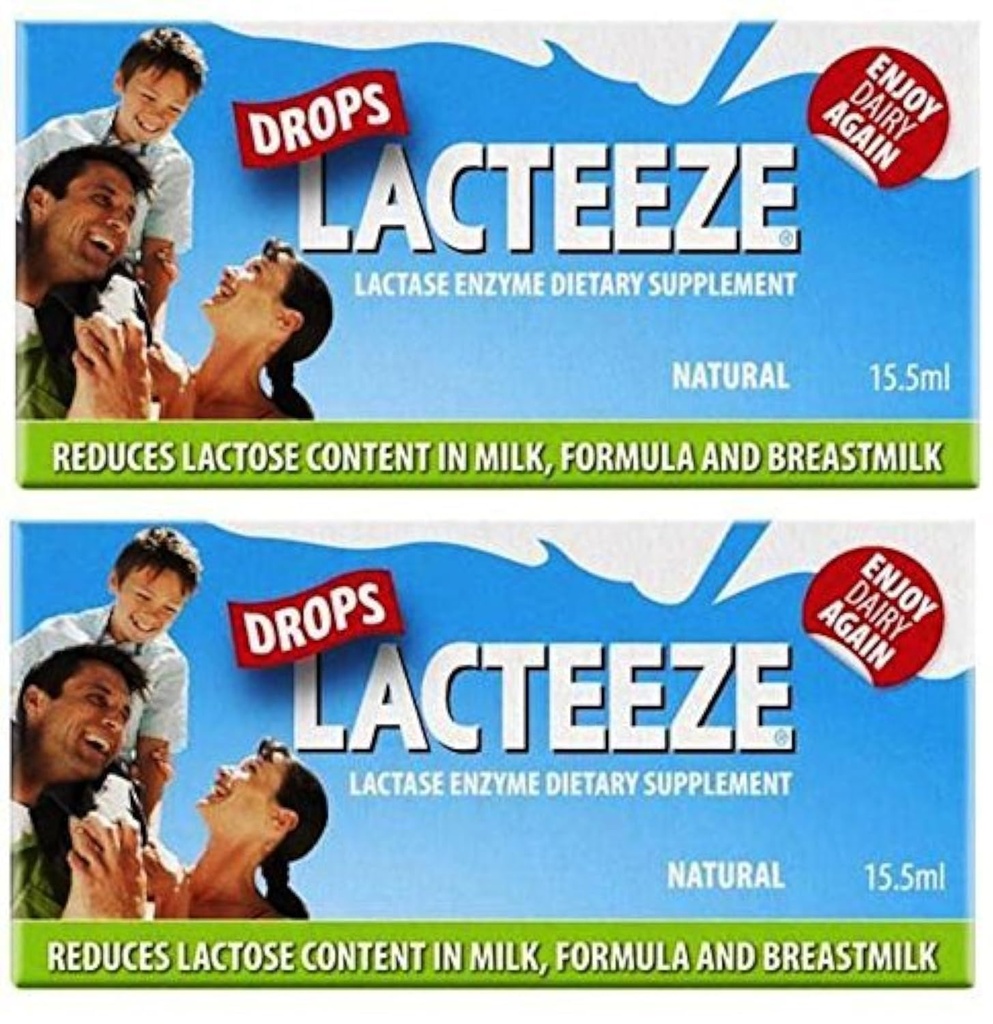 2 pakendit Laktaas Ensüüm Lakteeze Tilgad 15,5 ml Vedelik