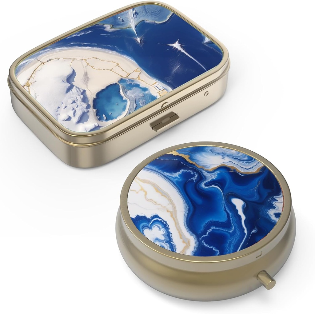 Hion Pill Case Box koos peegliga Retro Väike pillid kasti rahakoti või tasku pronksi pillid kasti või vitamiine, kalaõli, toidulisandeid, pillid sisaldavad reisikingitusi (2PCS)