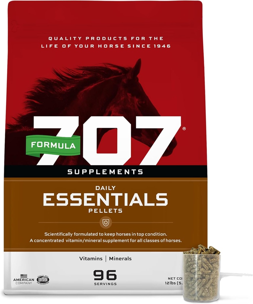Formula 707 Daily Essentials Hobuste täiendus, 12 naela kott - täielikud vitamiinid ja mineraalid hobuste tervise ja seisundi parandamiseks