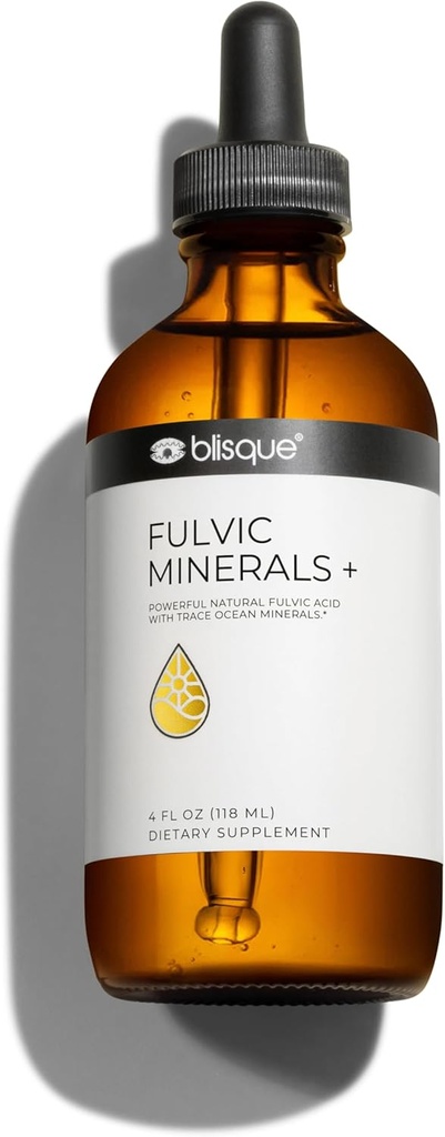 Blisque – Natural Trace Mineral Drops Supplement with Fulvic Acid and Humic Acid | for Detox, Cleanse, Immune Support, Brain Booster, Alkaline Hydration, and Energy | Contains Electrolytes | 4 Ounce