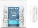 PureCapsUSA - Tühja želatiin Pill Kapslid suurus 0| 100 Ühendatud Pillid | Clear| Non-GMO Certified| SLS, Gluten, säilitusaineteta