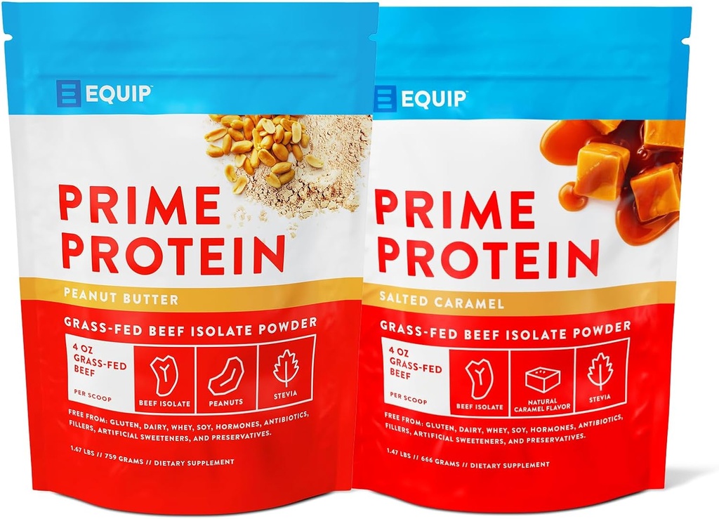 Equip Foods Prime Protein Powder Maapähklivõi & Prime Protein Pulber Soolatud Karamell