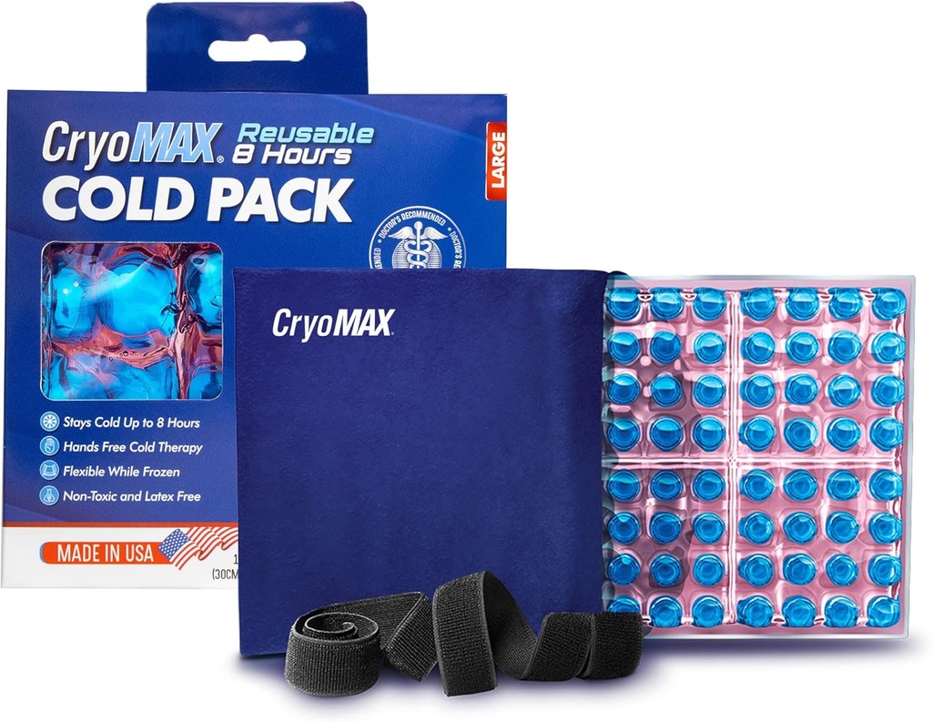 CryoMAX Cold Pack, korduvkasutatav, Latex Free, 8-tunnine külm teraapia, suur, 12" x 12 " (1 loend)
