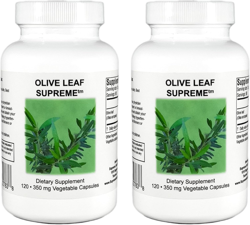 Kõrgeim toitumine Oliivilehe Kõrgeim, 120 puhast Oliivilehe Taimekapslit | 2 Pack