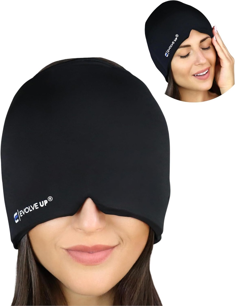 Kiire tegutsemine Migreen Relief Cap - mõeldud migreeni, Sinus Pinge Peavalu Relief, Double Layer Gel Jäämask, Therapeutic Migreen Mask - Külm ja kuum tihendamine, One Size Fits All