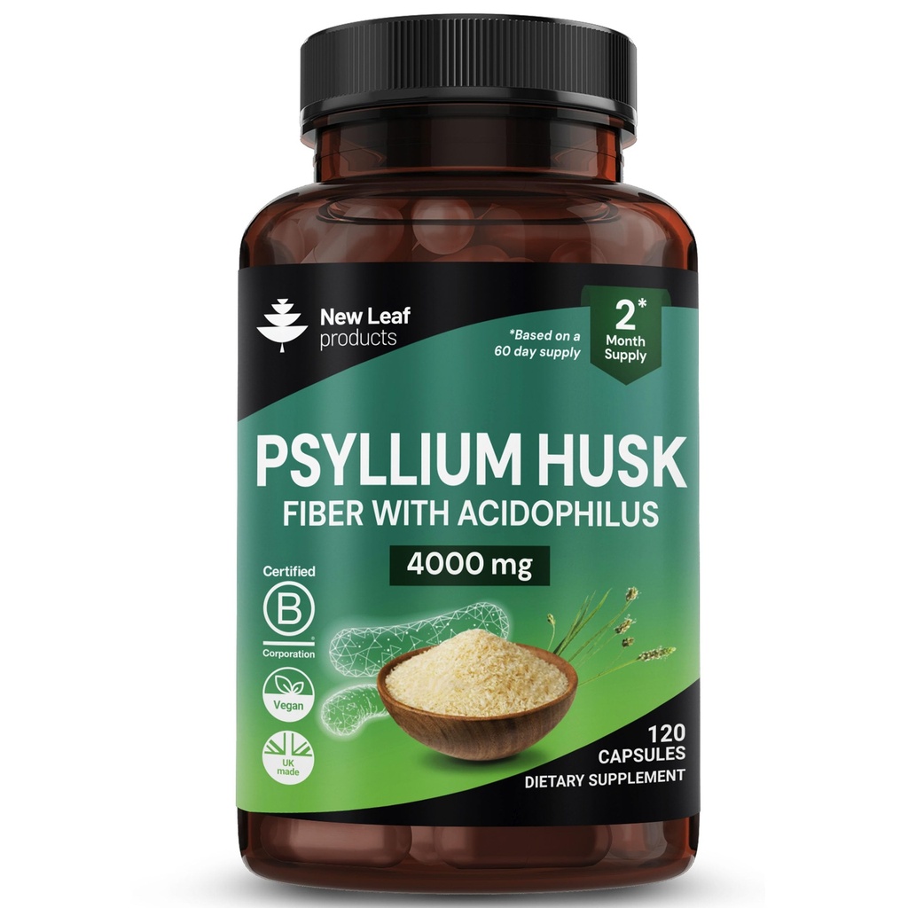 Psyllium Husk Kapslid, mis on rikastatud probiootikumidega Kiudulisandi Suur Absorbentsus Tugevus aitab kaasa soolestiku ja seedetrakti tervisele Plantago Ovata Seeds, Ispaghula Husk, Gluteenivaba valmistatud Suurbritannias