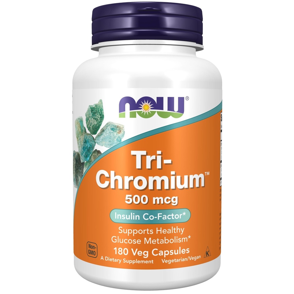 NOW Foods Supplements, Tri-Chromium TM 500 mcg koos kaneeliga, insuliini kaasfaktor *, 180 Veg kapslit