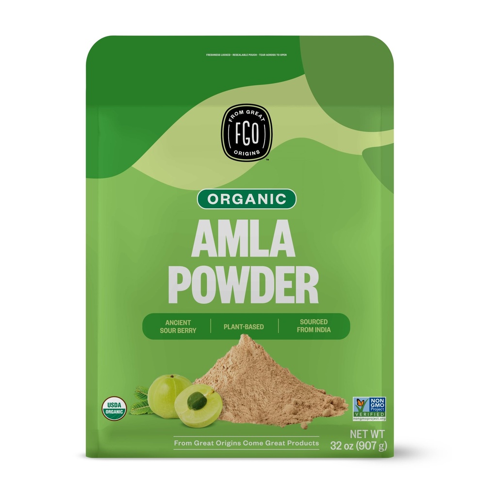 FGO Orgaaniline Amla pulber, 2 naela / 32oz, USDA Orgaaniline India karusmarjas (Amalaki), Non-GMO, looduslik C-vitamiin - 100% toores ja looduslik (pakk 1)