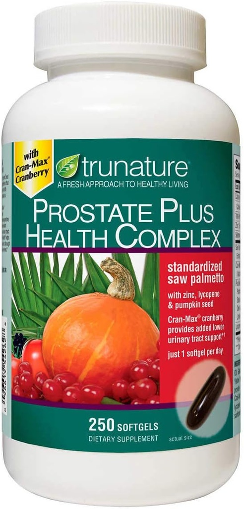 TruNature Prostate Plus Health Complex - Saw Palmetto tsingi, lükopeeni, kõrvitsaseemnega - 250 Softgels