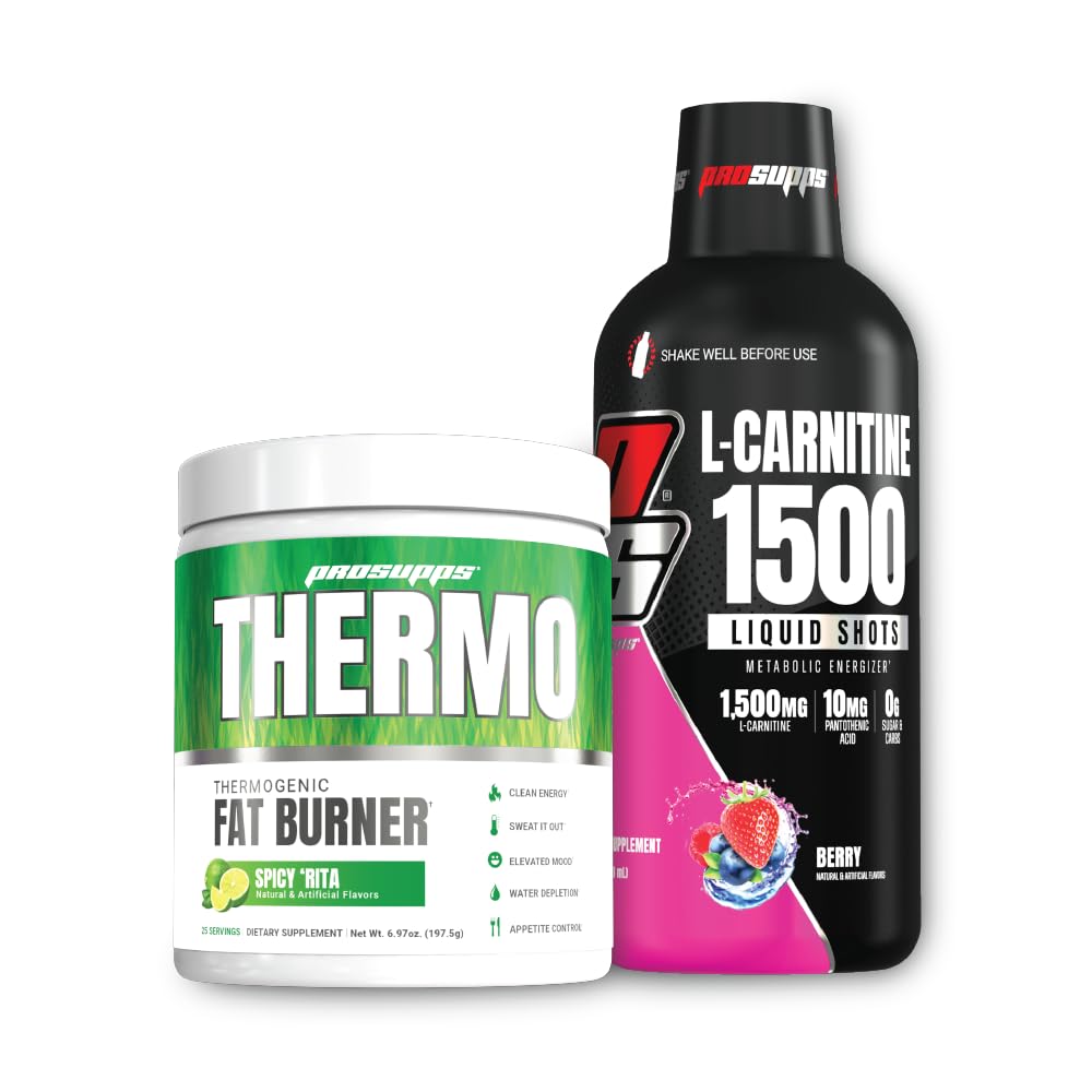 PROSUPPS Thermo Fat Burning Thermogenic Powder Vürtsikas Rita ja 1500 L-Karnitiin Berry - Kaalujuhtimine ja Pre Treening - Energia, meeleolu, isu kontrolli -
