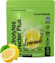 PowderVitamin Electrolytes Powder Plus (20 Servings) Lemonaadelektrolüütpulber, No Maltodekstriin, Keto, Suhkruvaba, Roosa Himaalaja sool,1000mg Kaalium,120mg Kaltsium,120mg Magneesium, Hüdratsioonipulber