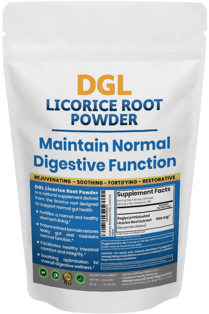 DGL lagritsalisand: toetab seedetrakti tervist, soolestiku Lining Support, DGL Powder for Wellness, lagritsa juure ekstrakti pulber, 140 serv.